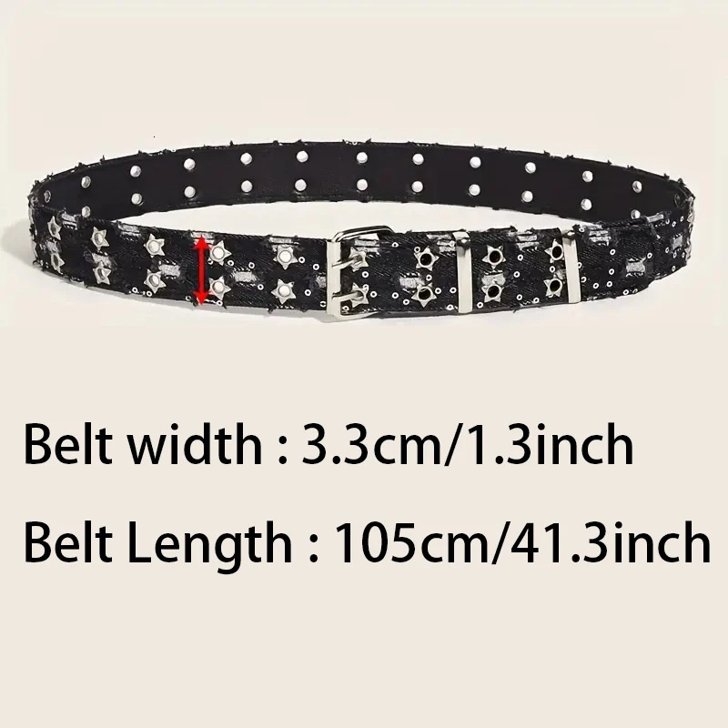 1PC Fashion Belt Black Punk Accessories Blue Denim Girdle HipHop Y2k Star Hollowed Pin Buckle WaistbandFor Men Women 251113