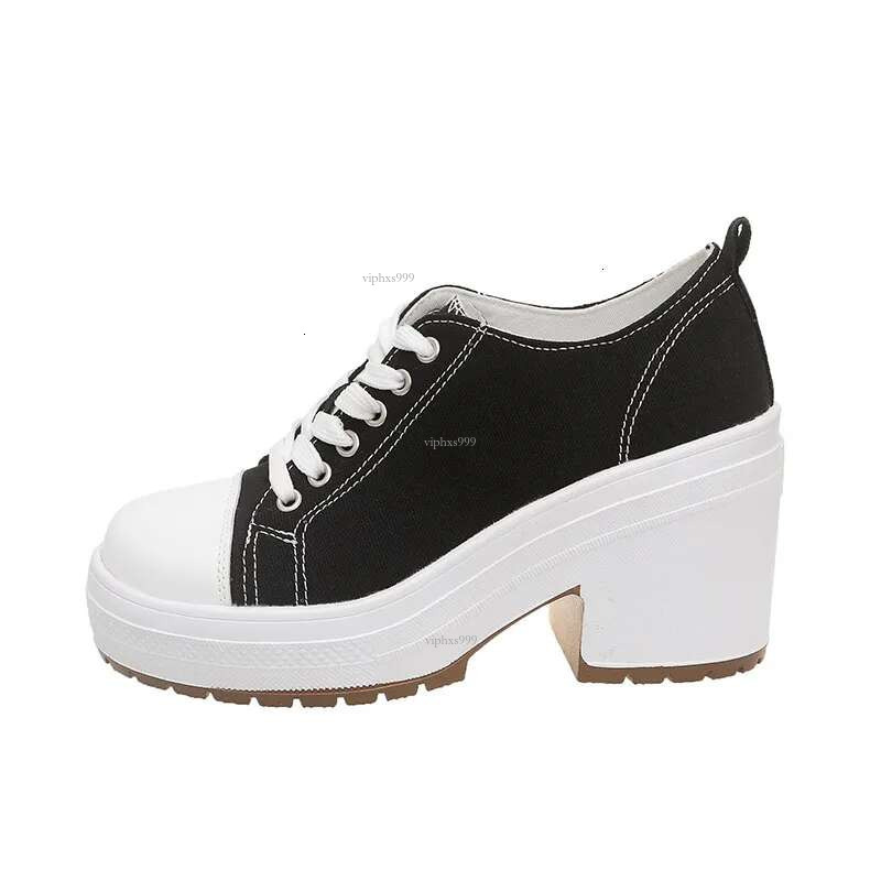 2024 New Women's Designer High Heels Outdoor Round Toe Lace-up Increase Thick Sole Casual Fashion White Shoes