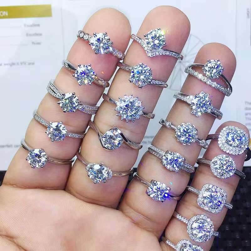 Moissanite Rings 1ct D VVS Silver 925 Moissanite Rings Wholesale Price Gra Moissanite Diamonds Hip Hop Ring