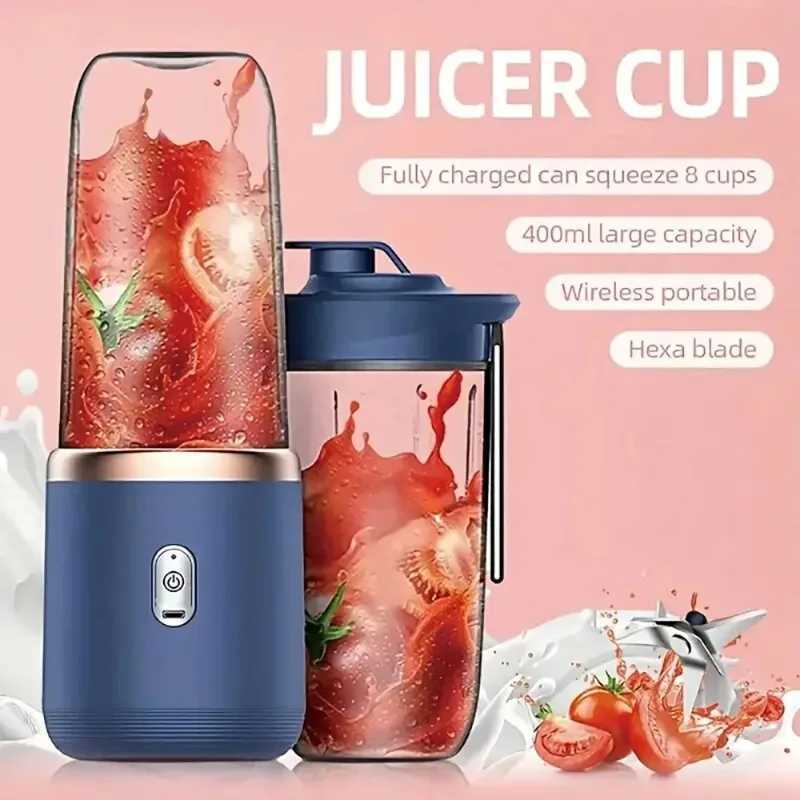 1set-New Portable Juicer with 2 Cups USB Rechargeable Mini Blender Fresh Juicer Cup Personal Sized Smoothie Blender C251113