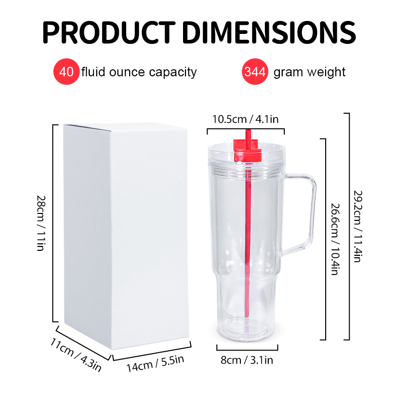 40oz pre-drilled plastic snow globe tumblers with handle colored lids pluggers big capacity drinking tumblers for DIY fill glitter A1