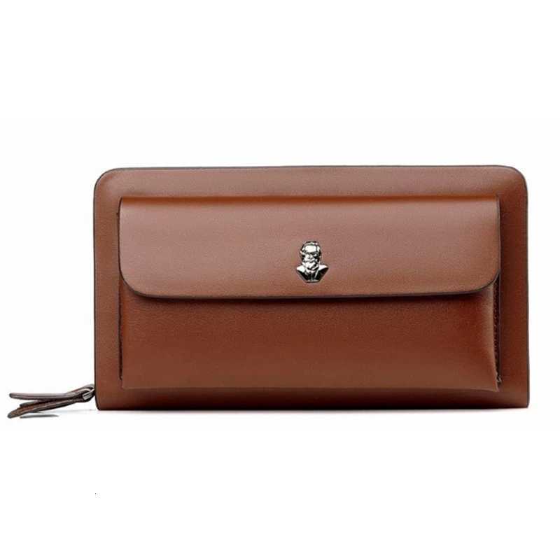 Luxury Mens Wallet with Double Zipper Mey Clip Large Capacity RFID Blocking Cluh Bag for Phe/Cards/Coins Purse for Men Y251113