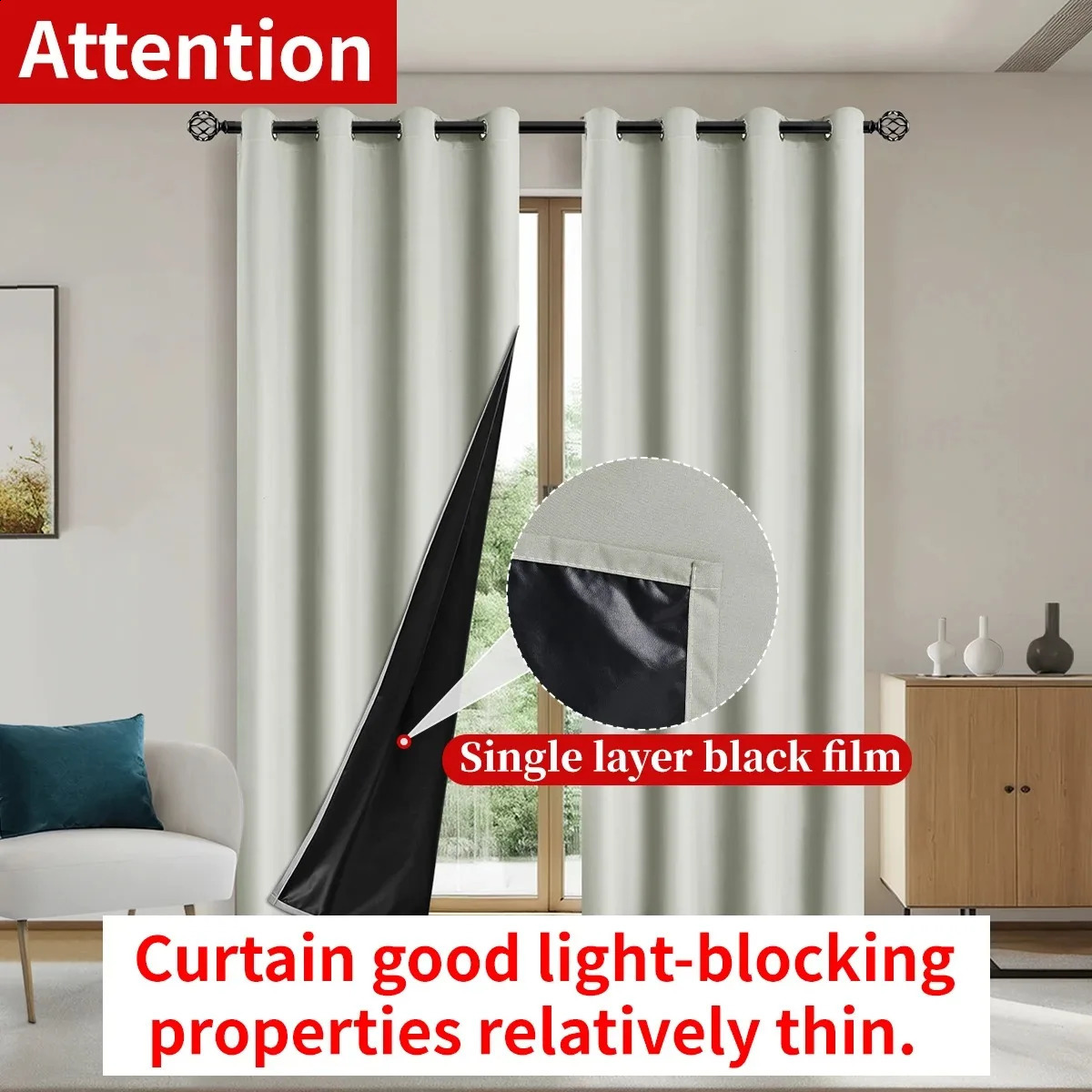 1 piece of solid 100 blackout curtain with loop bedroom full privacy living room beautiful 250407