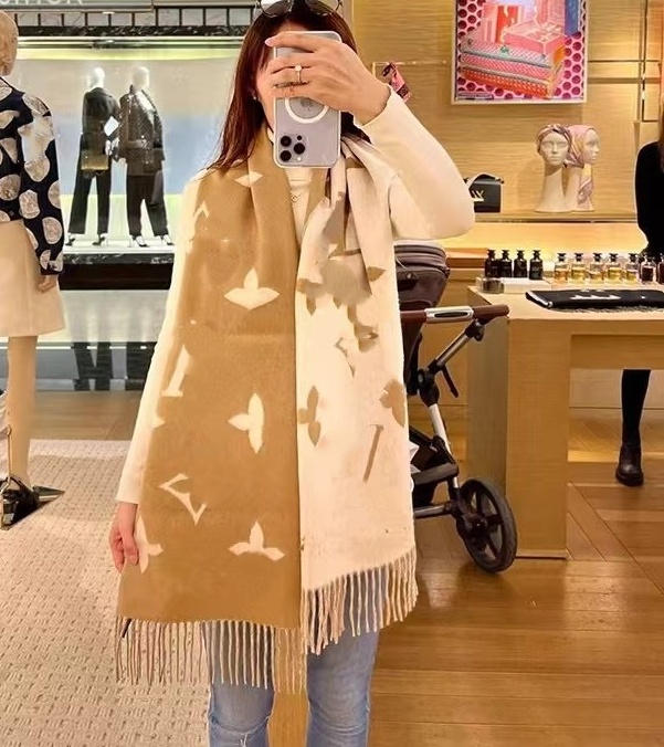 Scarf Designer Cotton Long Scarves Fashion scarf Winter Wool Scarves Women Wraps Striped Plaid cold Luxury v letters Printed