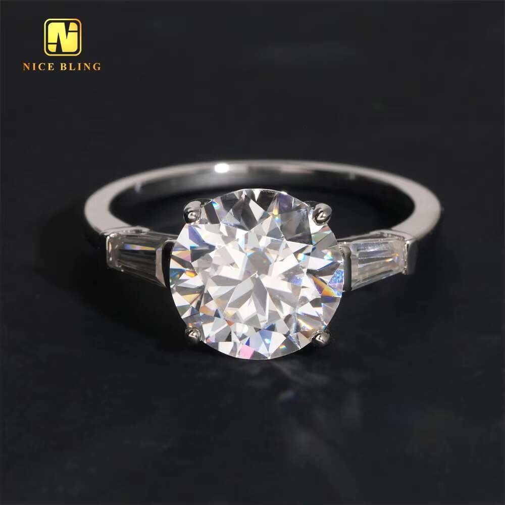 Wedding Ring Round Cut 4CT Fine Jewelry 925 Sterling Silver VVS Moissanite Rings Big Diamond Engagement Ring for Women