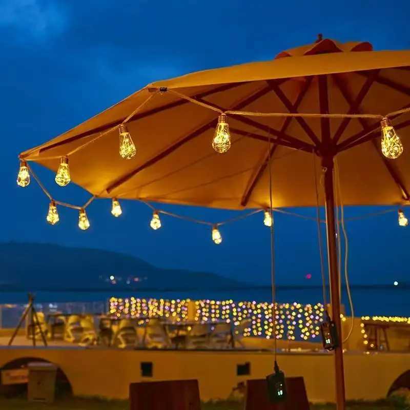 Solar Powered Outdoor String Light 7m 16 Bulb Waterproof Garden Lamp for Patio Fence Path Yard Porch Railing Bar Christmas Decor M251113