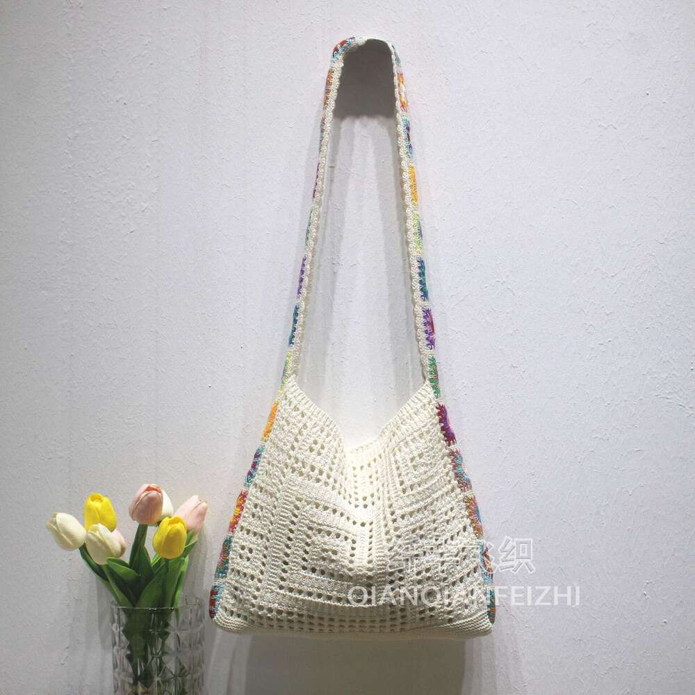 New diagonal cross women's spliced hand-held shoulder bag, simple and versatile knitted bag