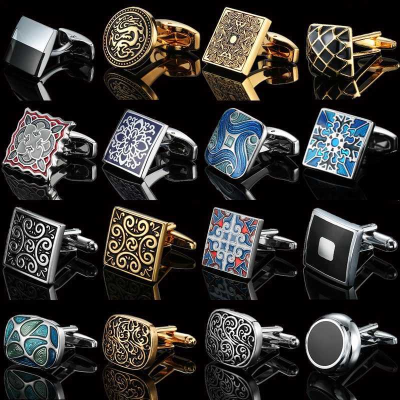 Classic French shirt cufflinks high-quality hand-painted red blue black enamel buttons mens clothing accessories jewelryT250412