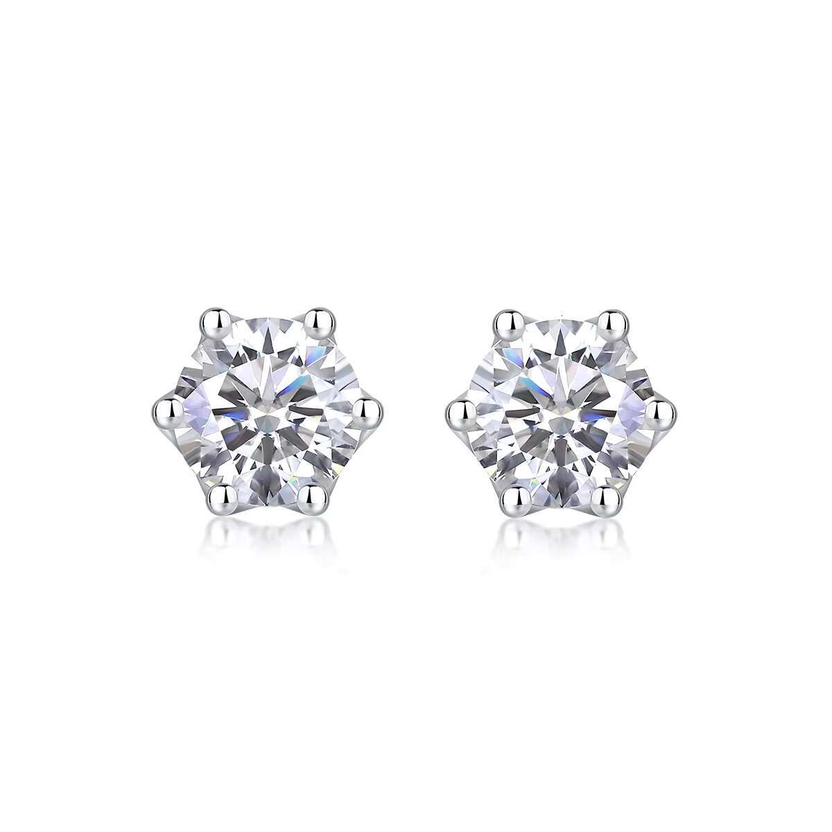Six Claw Moissanite Diamond Earrings 925 Sterling Silver Stud Earrings Elegant and Durable