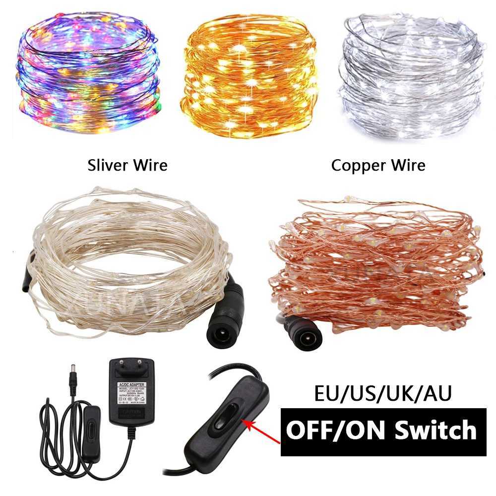 12V Led Fairy Lights Copper Wire String Christmas Lights 10M 20M 30M Holiday Outdoor Garland For Tree Wedding Party Decoration M251113