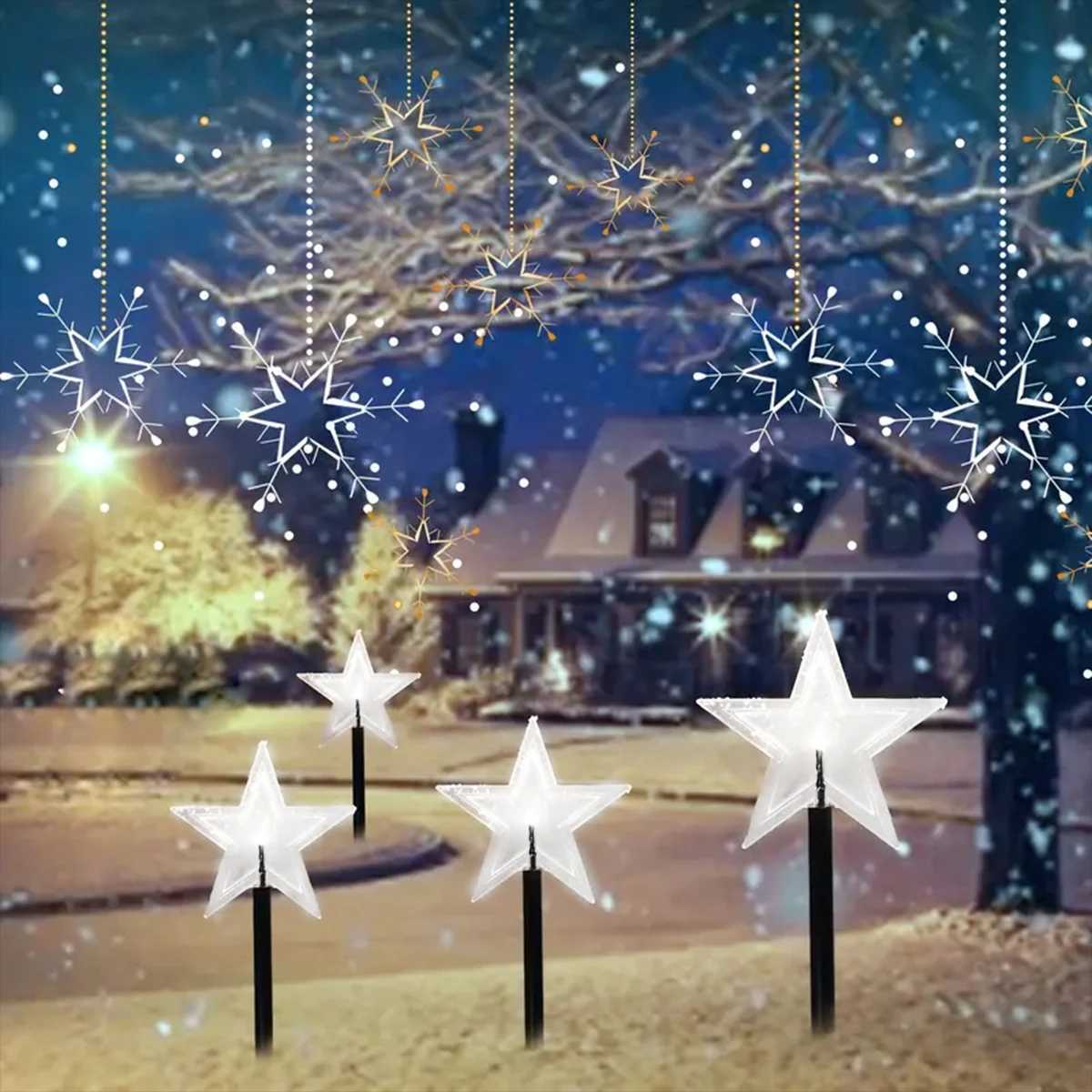 4pcs/set Solar Christmas Pathway Lights Outdoor Waterproof Solar Stake Light For Home Garden Yard Sideway Holiday Xmas Decor M251113