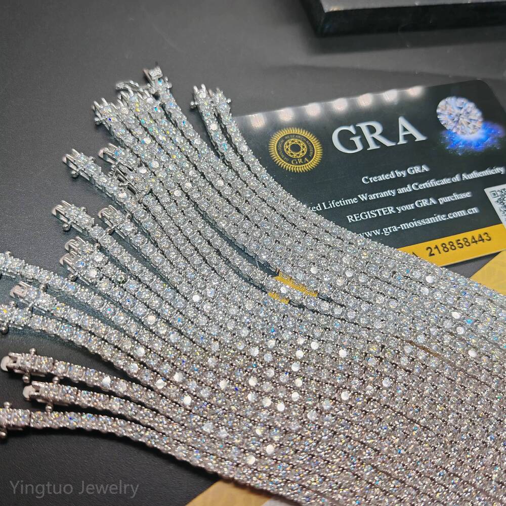 Luxury Moissanite Jewellery 3mm/4mm/5mm/6mm Thin 925 Sterling Silver Vvs Moissanite Tennis Bracelets with GRA