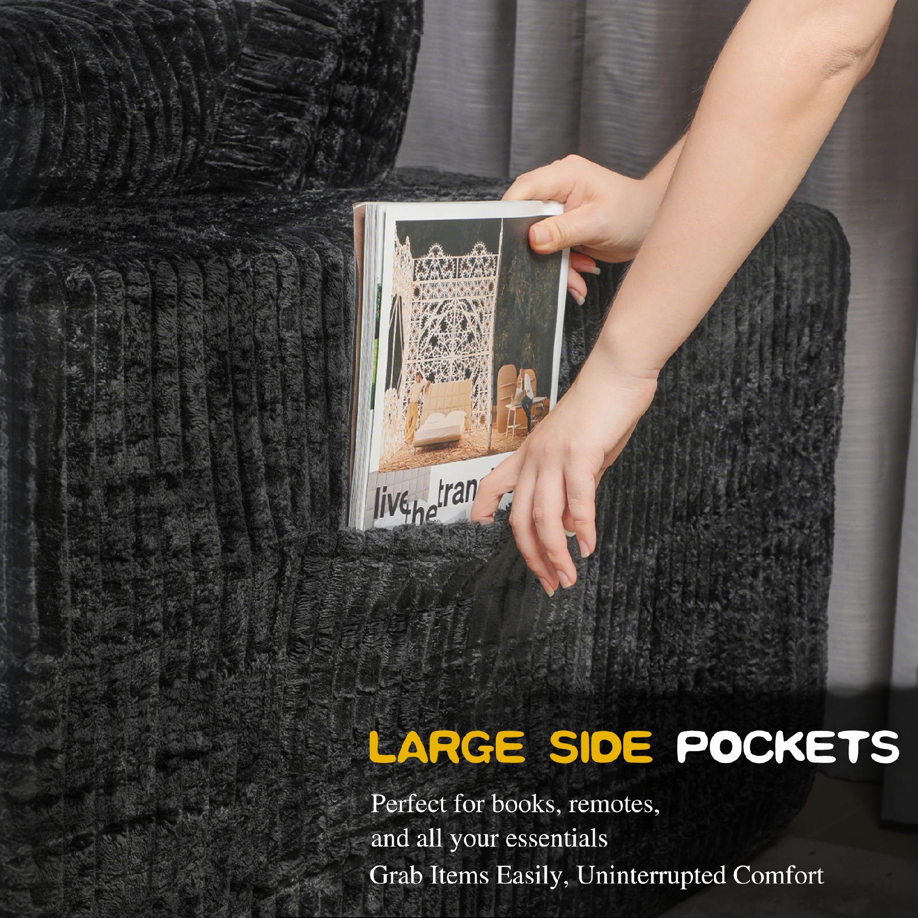 Relax in Comfort Cloud-Like Corduroy Sectional Sofa with Chaise and Built-In Storage Cloud-Like Corduroy Sectional Sofa with Chaise and Built-In Stora