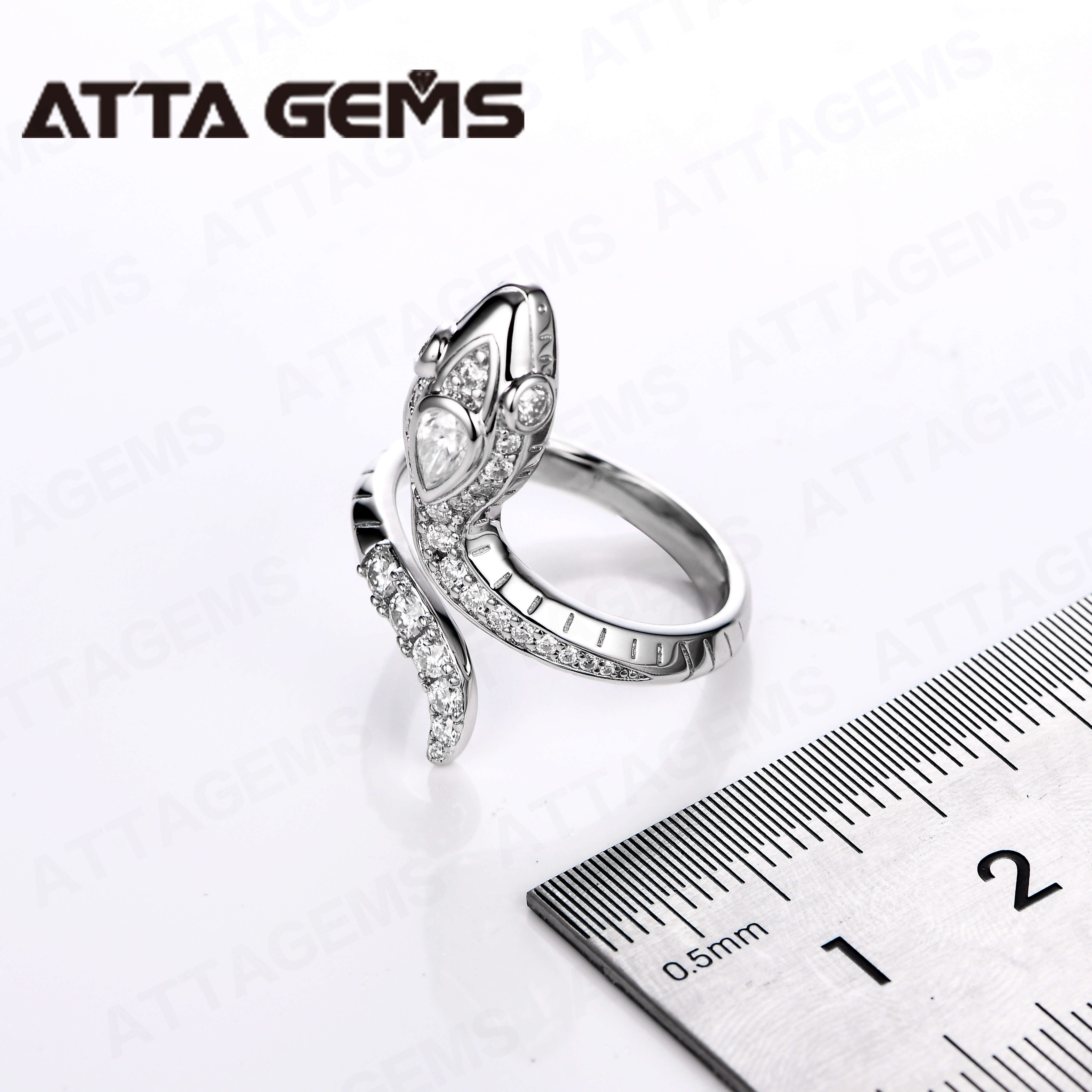 ATTA Top Quality Snake Shape D Color Moissanite Diamond Rings for Men Women S925 Sliver Yellow Gold Plated Fine Jewelry Gift