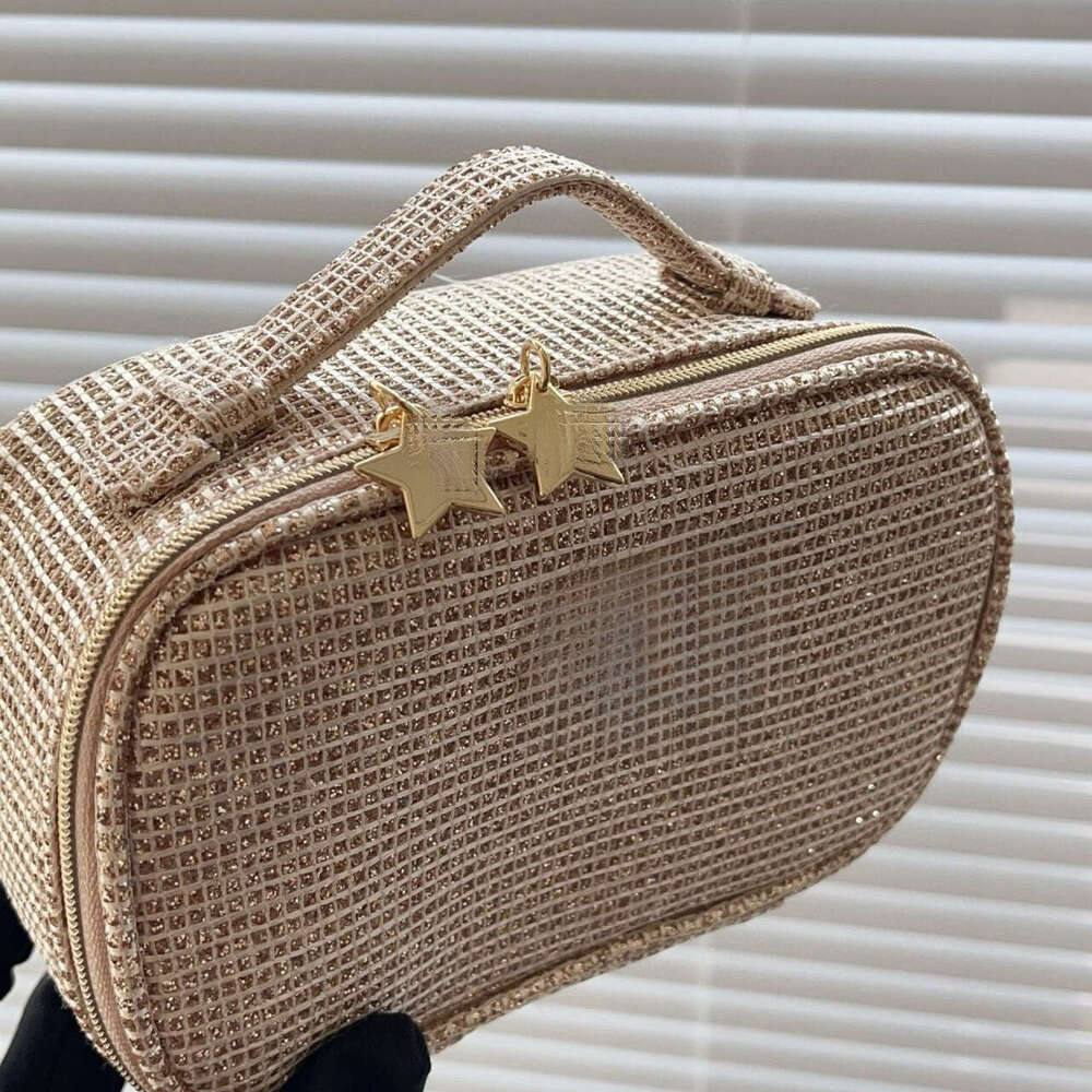 2025 New Christmas makeup bag women's luxurious Star Golden Thread travel storage bags toiletries bags cosmetic Bag Clutch
