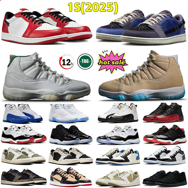 with box 11 11s mens inner beast basketball shoes Purple Bred 1 1s low Chicago Cherry Cool Grey University Blue men women trainers sports sneakers