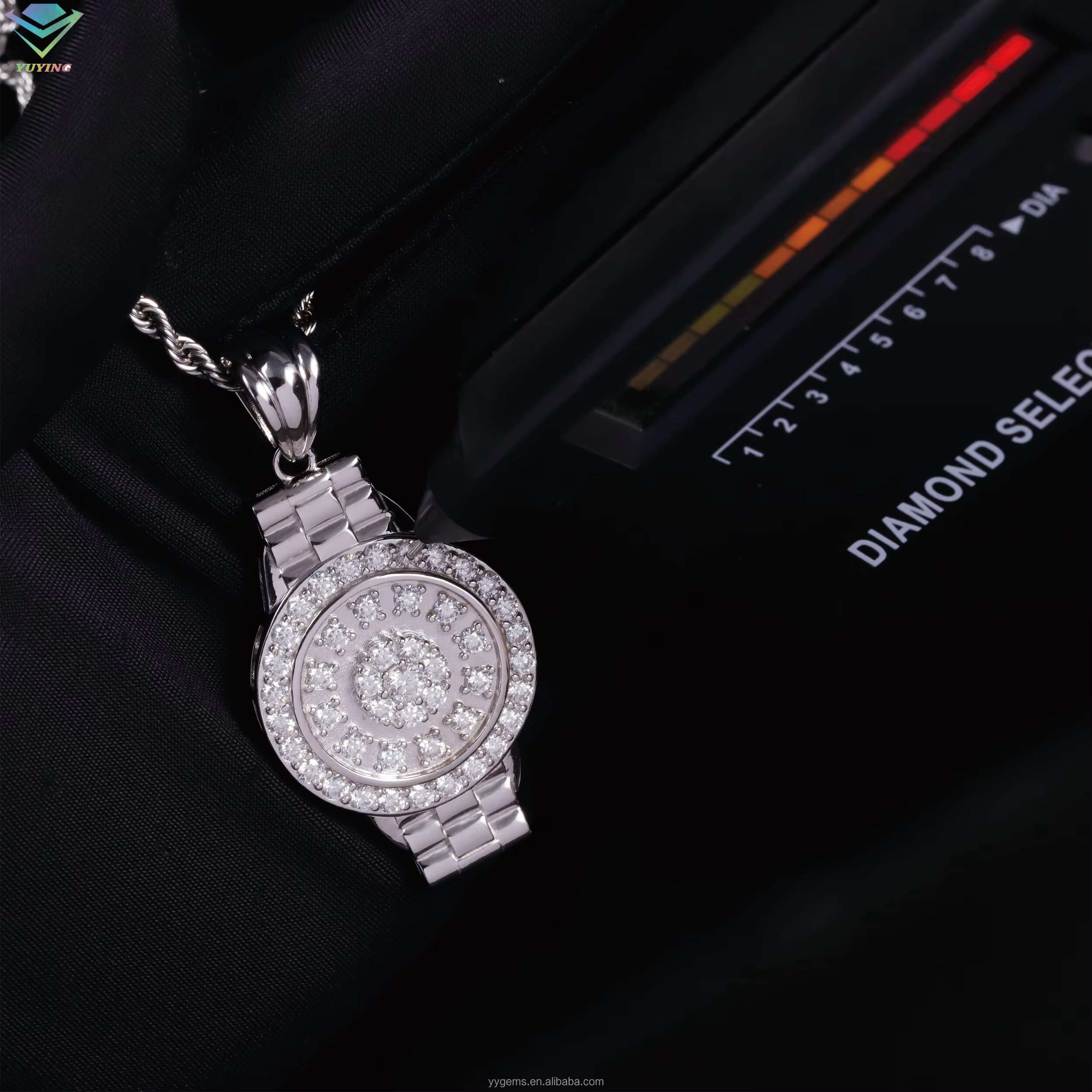Fashion Diamond Watches Pendant For Necklace 925 Solid Silver Hip Hop Pendant VVS Moissanite Watches Pendant for Men Women