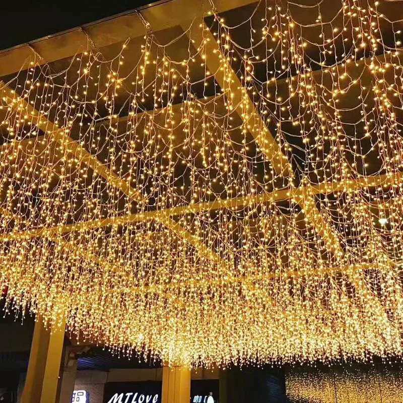 Christmas Decoration 2025 Led Lights Outdoor Street Garland 8/12M Waterproof Connector Icicle Light New Year 2025 Decor for Home M251113