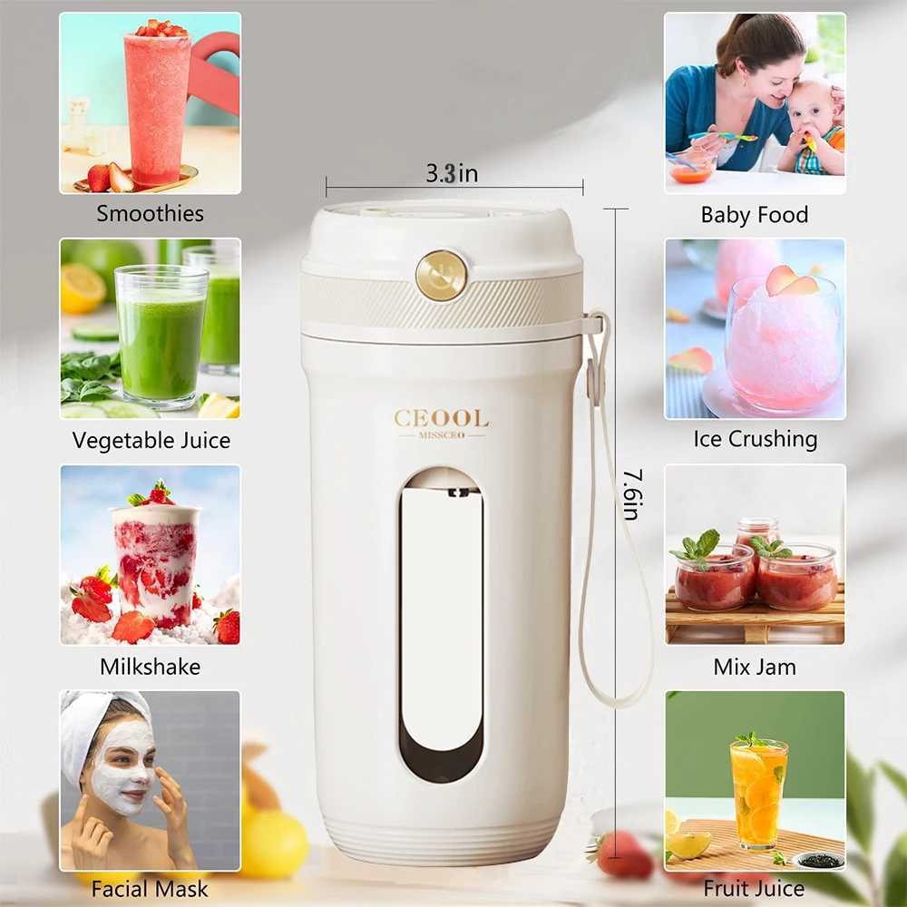 10 Blades Electric Portable Blender 350ML Juicer Fruit Mixers USB Rechargeable Smoothie Juicer Cup Squeezer Juice Maker C251113