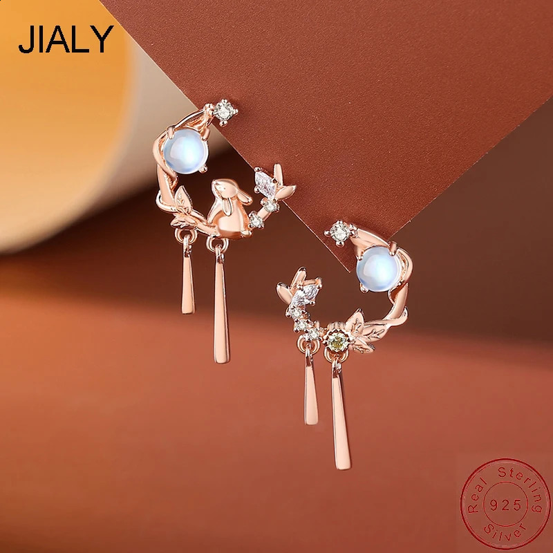 Yali Europe S925 sterling silver stud earrings CZ rabbit moon womens birthday party gift jewelry 250409