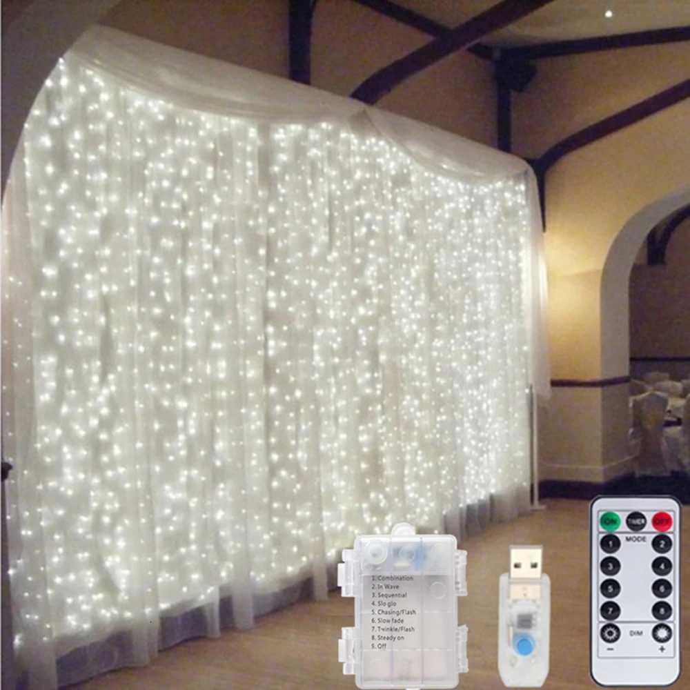 LED Curtain Fairy Lights USB Battery Powered String Lights Christmas Garland For New Year Party Wedding Camping Home Decoration M251113