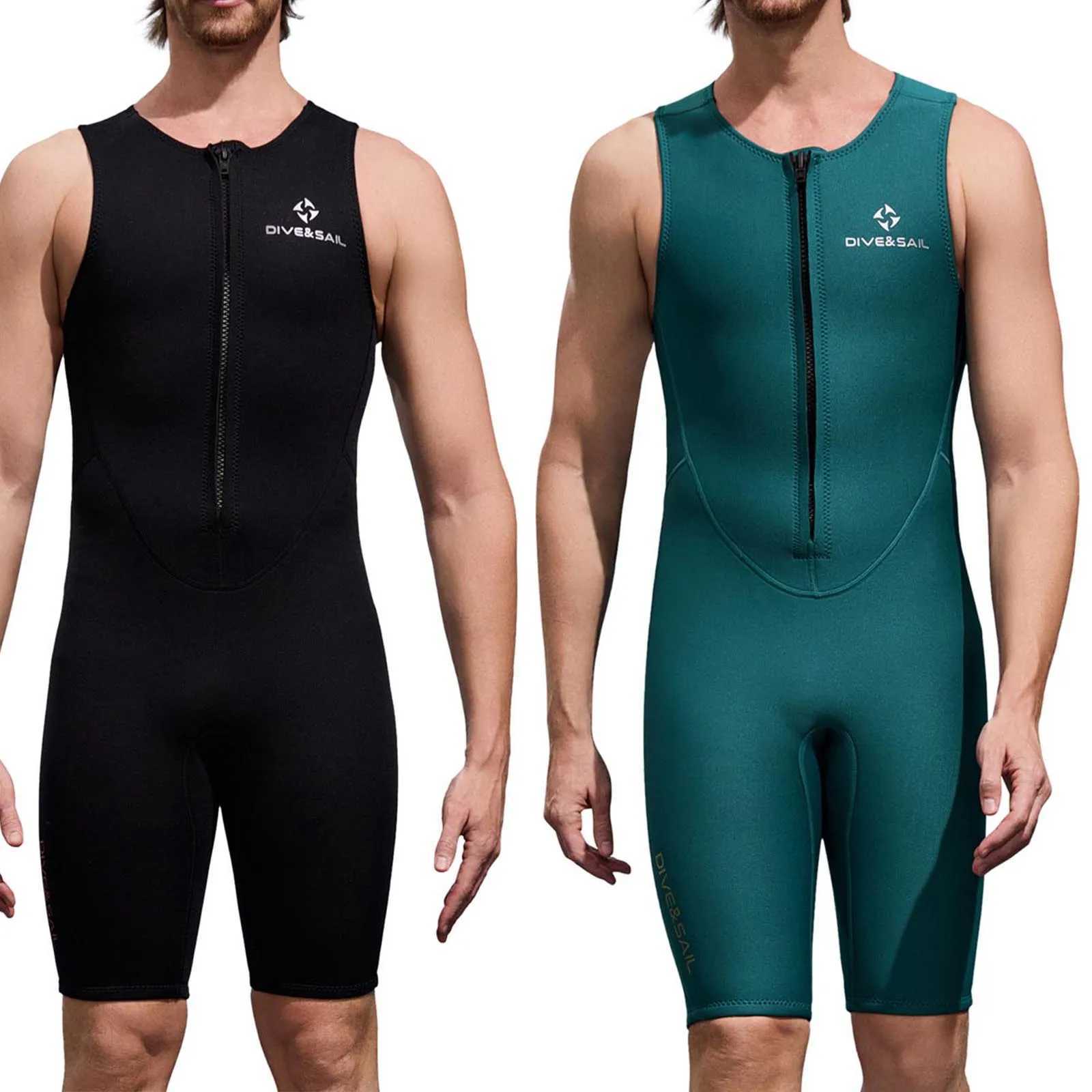 Mens 2mm Wetsuit Jumpsuit Swimwear Sleeveless Front Zipper Bodysuit Rash Guard Swimsuit Leotard for Snorkeling Surfing DivingW251113