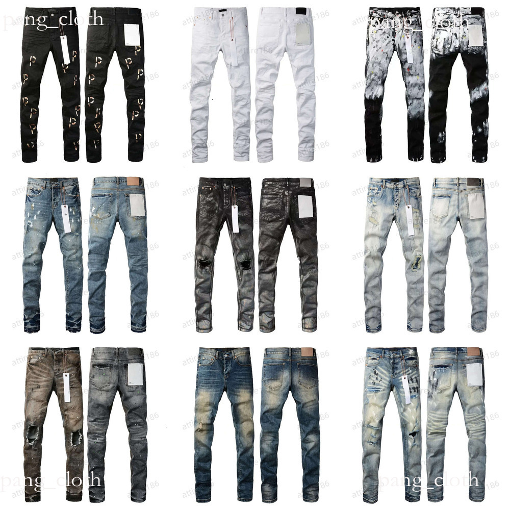 Jean Mens Purples jeans Trousers for mens Denim Designer Jeans Men Black Pants High-end Quality mens designer jean black pencil pants hole casual skinny Jeans