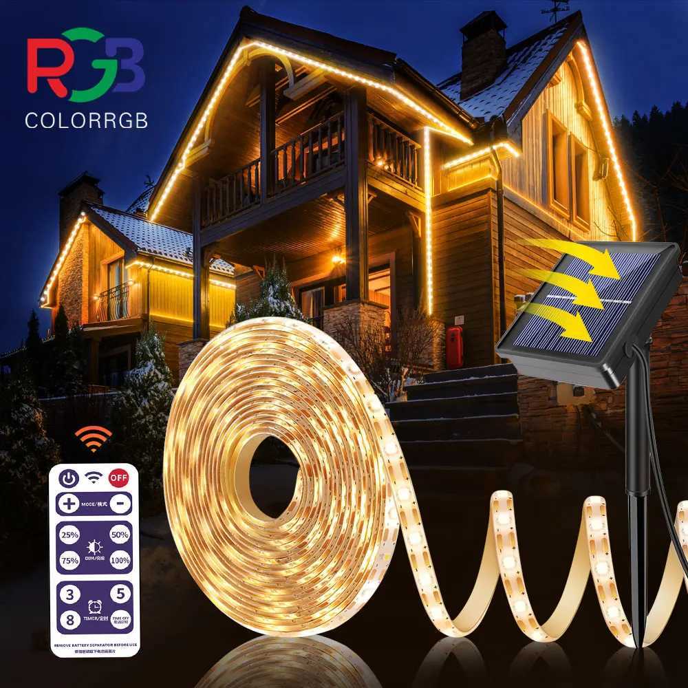 Solar Led Strip Lights 5M 10M With Remote 8 Lighting Modes Auto ON/Off IP67 Waterproof DIY For FenceRoofStaircase W251112