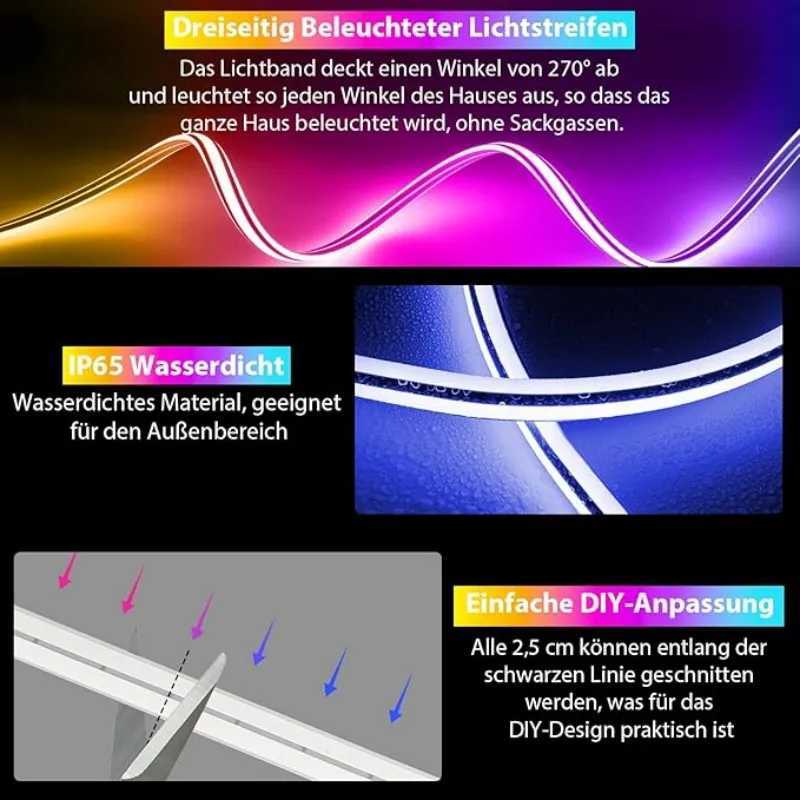 10M-328ft LED RGB Neon Flexible Light Strip DC24V Bluetooth Music Sync IP65 Waterproof Can Cut Silicone Strip For Swimming pool W251112
