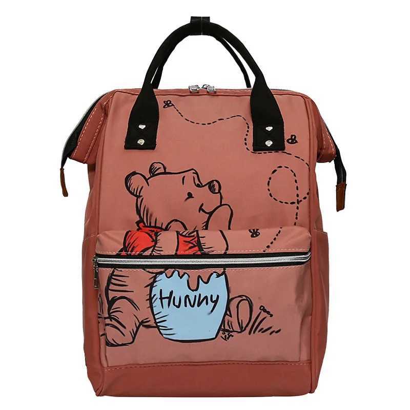 Disney New Mom Bag Fashion Cartoon Printing Large Capacity Mom Bag Mom and Baby Bag Anti Water Bottle Diaper BackpackXJ250412