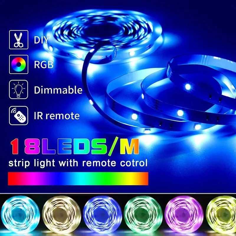 1-30M RGB Led Strip Lights USB TV Backlight Music Sync Color Changing LED Lights App Remote Control Game Room Party Decoration W251112