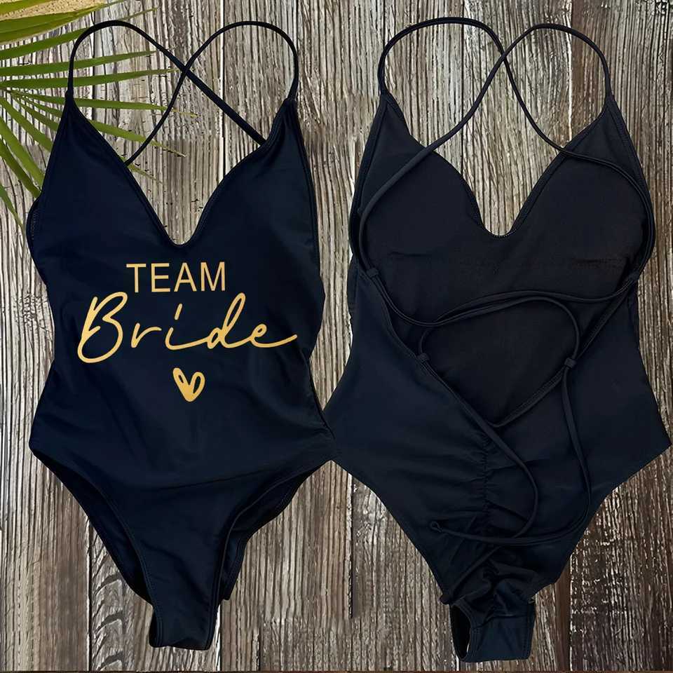 Sexy Padded One Piece Swimsuit Women Team Bride Swimwear Bikini Summer Bathing Suit Plus Size Beachwear Bachelorette Party LadyW251113