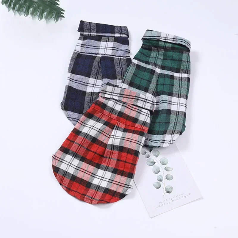Dog Shirts British Style Plaid Pet Dog Clothes for Small Dogs Cotton Puppy Cat Clothing French Bulldog Vest Chihuahua Summer 250407
