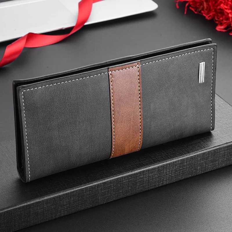 Fi Vintage Coin Purse Zipper Portable Mens Lg Wallet Colorblock Practical Men Coins Bag Business 2025 Y251113