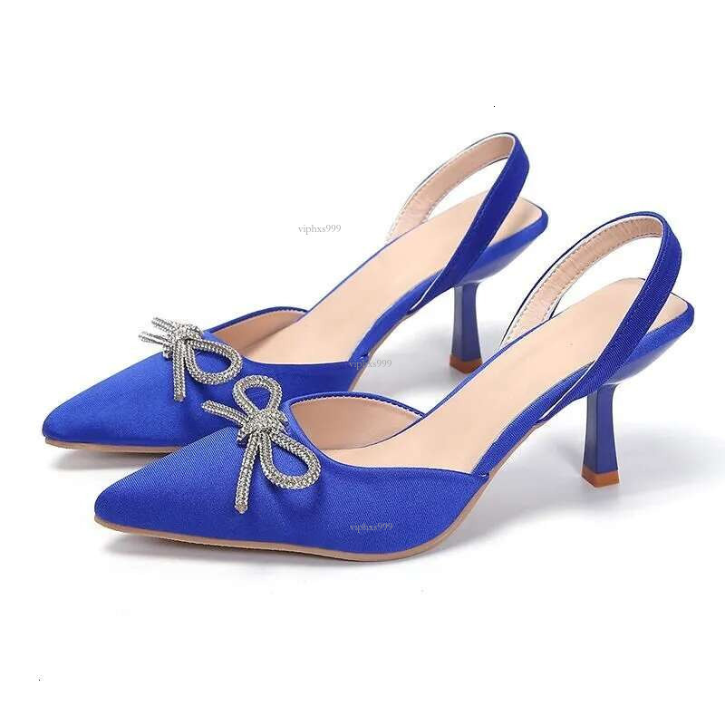 New Free Shipping Designer Shoes 2025 Summer New High Heel Shoes For Women With Bow And Bright Decoration Pointed Baotou Fabric Face Thin Heels Sandal