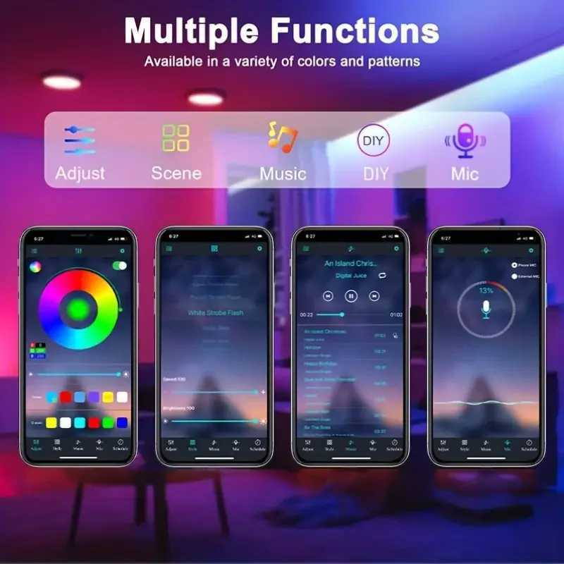 1-30M RGB Led Strip Lights USB TV Backlight Music Sync Color Changing LED Lights App Remote Control Game Room Party Decoration W251112