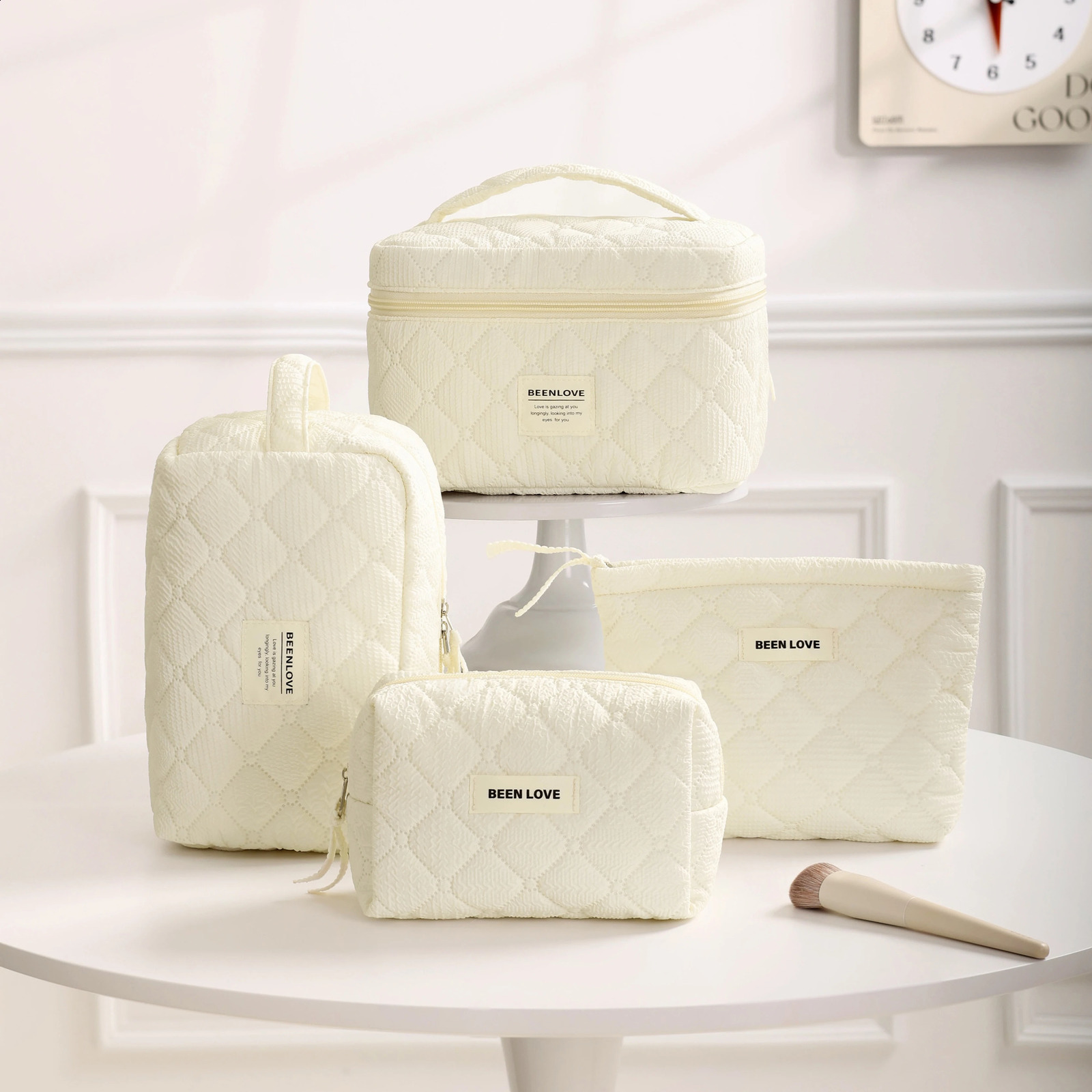 Womens Makeup Bag Quilting Womens Makeup Bag Portable Zipper Cosmetics Travel Organizer Womens Handbag 250410