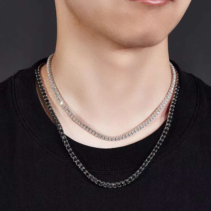 High Quality Hiphop Jewelry 926 Sterling Silver 3mm 4mm Moissanite Tennis Chain With 18K Gold Plated