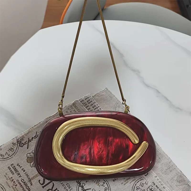 Banquet Shell Shaped Niche Brand Fashion Unique Quicksand Pattern Wedding Party Holiday Chain Shoulder Crossbody Bag Clutch