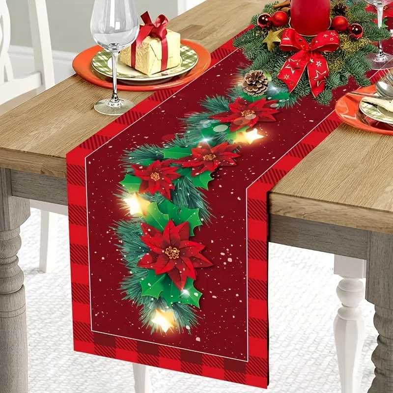 Christmas VIKAMA Christmas Table Runner Festive Gathering Theme Restaurant Kitchen Decor Tablecloth Table Top Ornamental Decoration Y251113