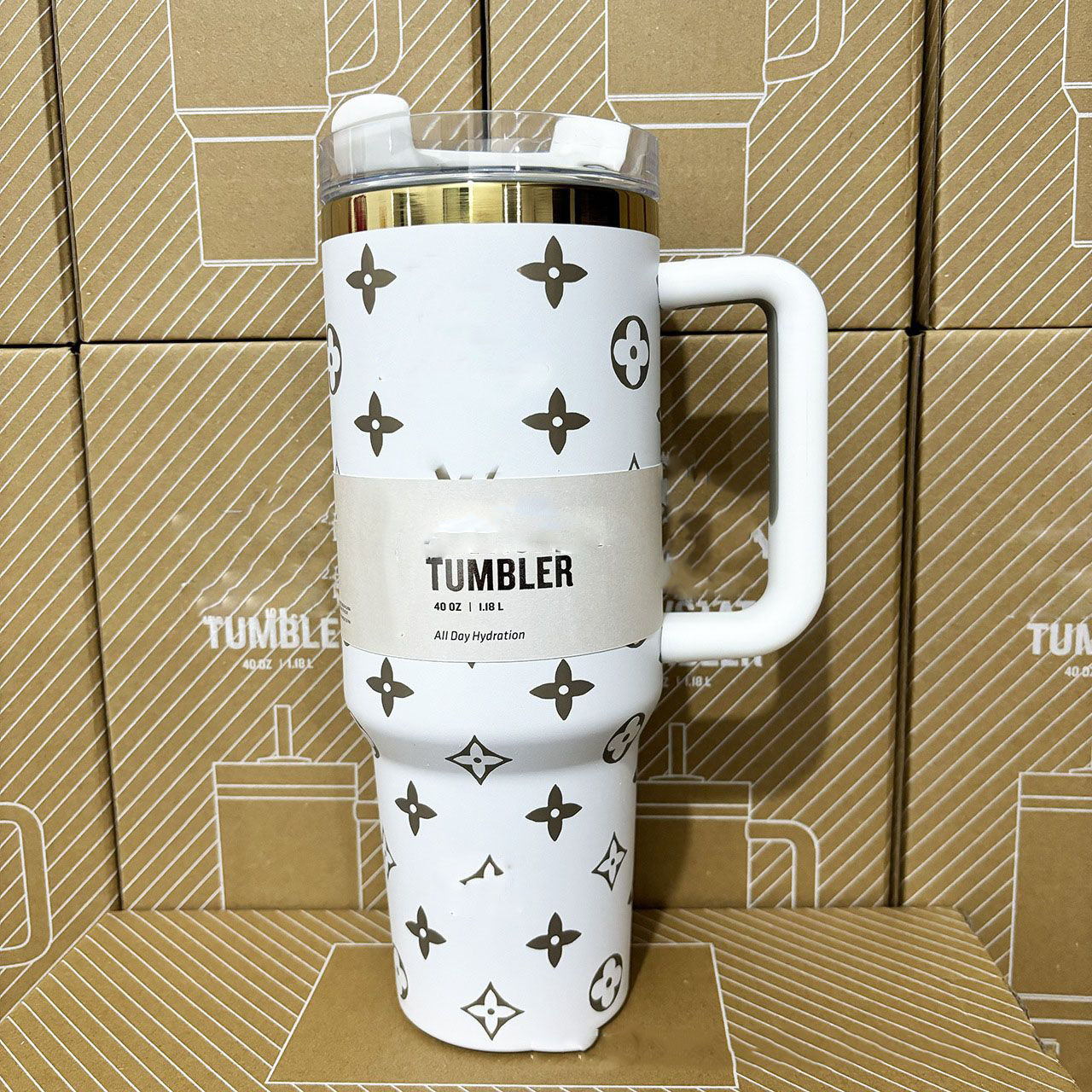 Fashion Hot Sale Water Bottle 40oz Stainless Steel Handle Lid and Straw Insulated Cup Christmas Birthday Gift With Logo