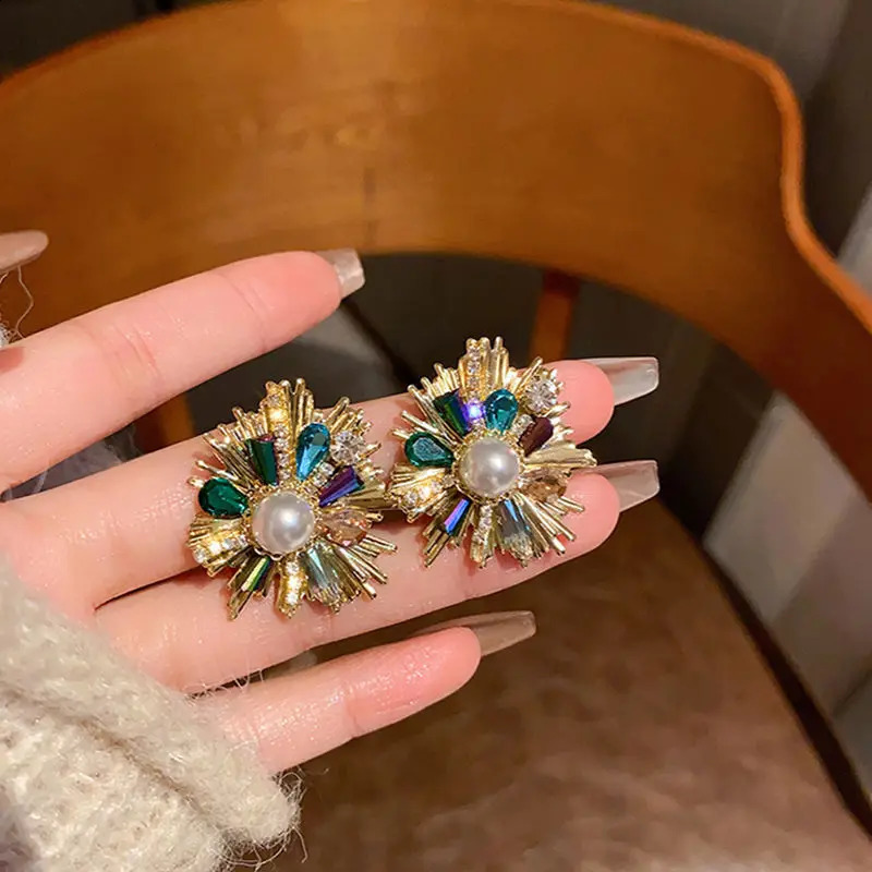 S925 Silver Needle Womens Zircon Pearl 18k Gold Plated Stud Earring Set Womens Fashion Earaccessory Gift 250409