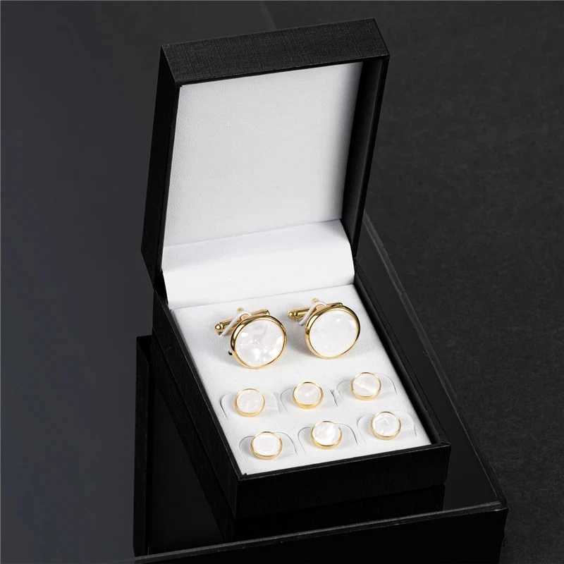 8 classic sea shell copper mens cufflink sleeve screw set luxury French style cufflink party wedding accessoriesT250412