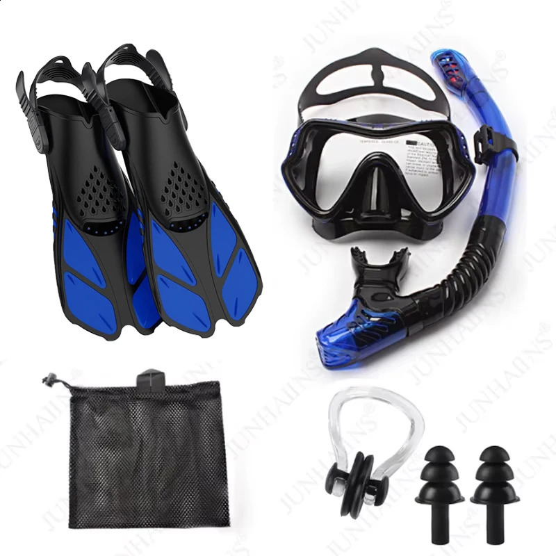 5PCS Set Diving Equipment Diving Mask Breathing Tube Adjustment Diving Fins Anti Fog Snorkeling Set For Water Sports 250411