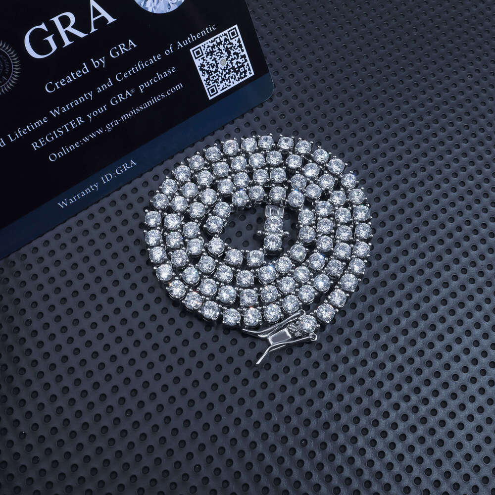 Tennis Chain D VVVS S925 Silver Moissanite Tennis Bracelet with Round Diamond White Gold Plated Fashionable Jewelry for Gift