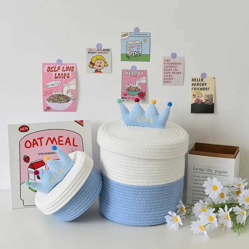 Cartoon Woven Storage Basket Snack Toy Storage Box Cotton Rope He Living Ro Sorting Storage Bucket Debris Storage Box Y251112