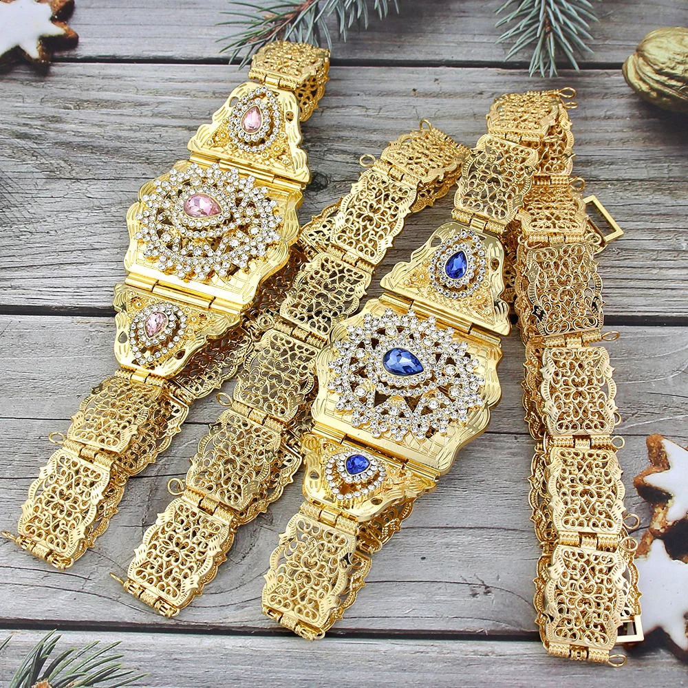 Sunspice Chic Morocco Caftan Womens Gold Arabic Waist Chain Crystal Bridal Jewelry Body Chain 250408