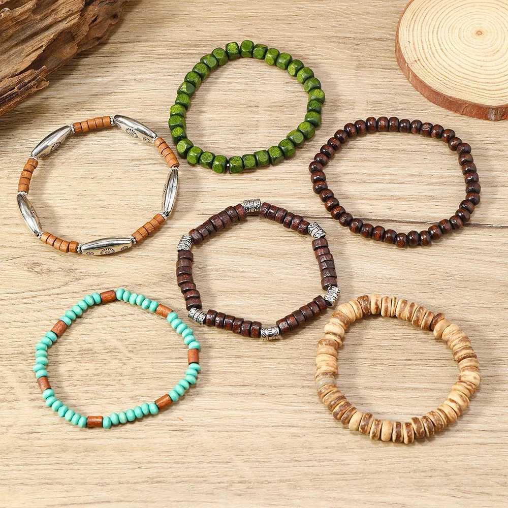 Vintage Bohemian Style Beaded mens Bracelets Multilayer Wood Beaded Coconut Beaded Chain Jewelry Accessories GiftsC250411