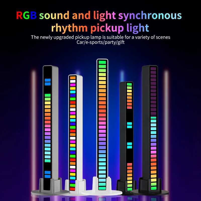 LED RGB USB pickup light bar sound control music rhythm strip lamp color ambient for car atmosphere computer gaming rechargeable W251112