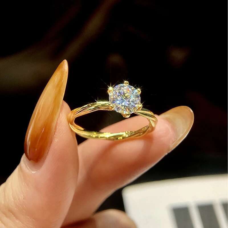 GRA 925 Sterling Silver Rose Gold Twisted Vine Rings for Women Round Shiny Luxury Moissanite Diamond Ring Wedding Fine Jewelry